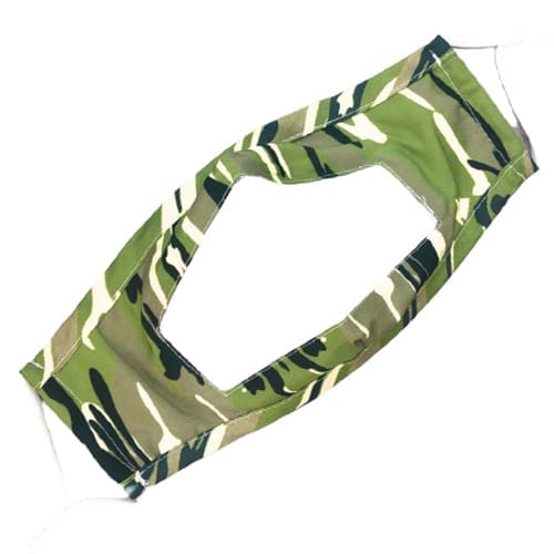 Wasbaar mondkapje met venster - camouflage groen
