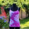 Tie dye spaghetti top - geodes roze blauw wit - XL