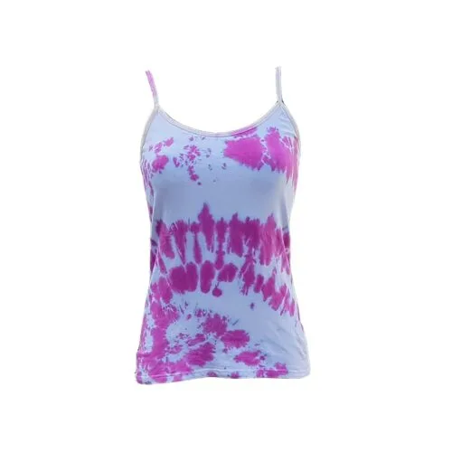 Tie dye spaghetti top - roze wit - Maat XL