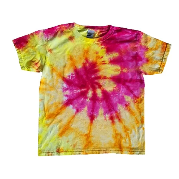 TD00279-tie-dye-kindershirt-rozerood-oranje-geel-spiraal.jpg Katoenen wit kinder t-shirt