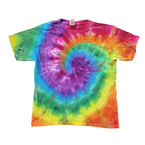 Tie dye kindershirt met spiraal in regenboogkleuren